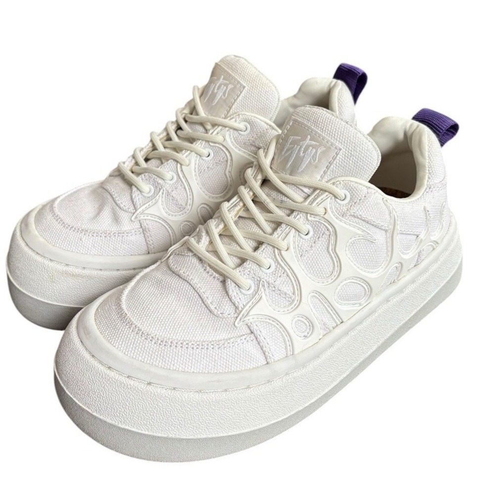 Eytys Sonic Canvas Platform Chunky Sneaker in White Women's Size 6